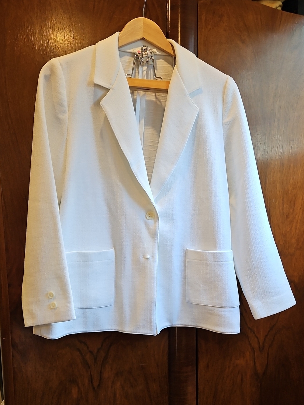 Women’s White Tailored Blazer - Classic Open Jacket - Size 12